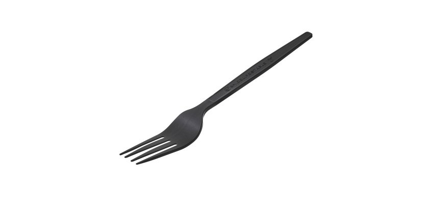 Forchetta monouso in CPLA - 16 cm - nero - Leone - conf. 50 pezzi