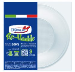 Insalatiera riutilizzabile - rotonda - diametro 13,5 cm - 2 L - PS reuse - bianco - Dopla - conf. 3 pezzi