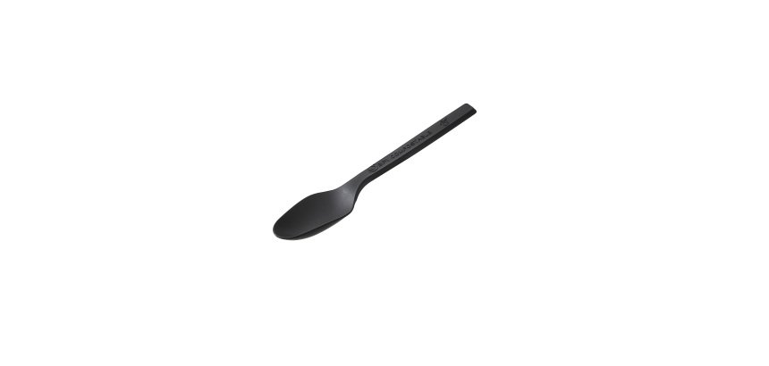 Cucchiaino monouso in CPLA - 10 cm - nero - Leone - conf. 100 pezzi