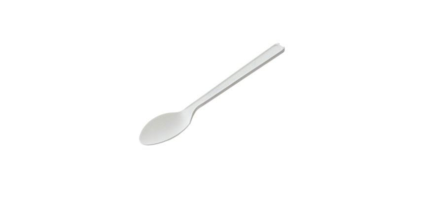 Cucchiaino monouso in CPLA - 12,5 cm - bianco - Leone - conf. 50 pezzi