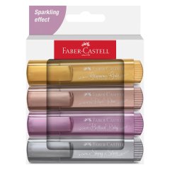 Evidenziatore Textliner 46 - punta a scalpello - tratto 1,0-3,0-5,0 mm - colori assortiti metallic - Faber-Castell - astuccio 4 colori
