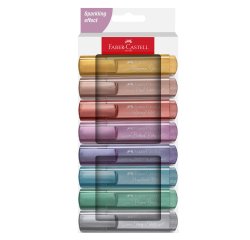 Evidenziatore Textliner 46 - punta a scalpello - tratto 1,0-3,0-5,0 mm - colori assortiti metallic - Faber-Castell - astuccio 8 colori