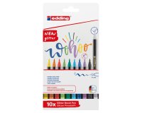 Pennarello glitter 1340 - punta brush - colori assortiti - Edding - astuccio 10 pezzi