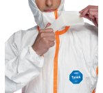 Tuta Tyvek 800J - con nastrature arancioni - taglia L - bianco - Dupont