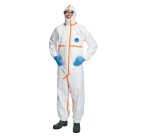 Tuta Tyvek 800J - con nastrature arancioni - taglia XL - bianco - Dupont