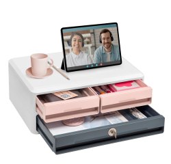 Cassettiera Moov'up 9-021S Mineral con serratura - 2 cassetti piccoli + 1 grande - 37 x 27,45 x 14,6 cm - multicolore - Cep