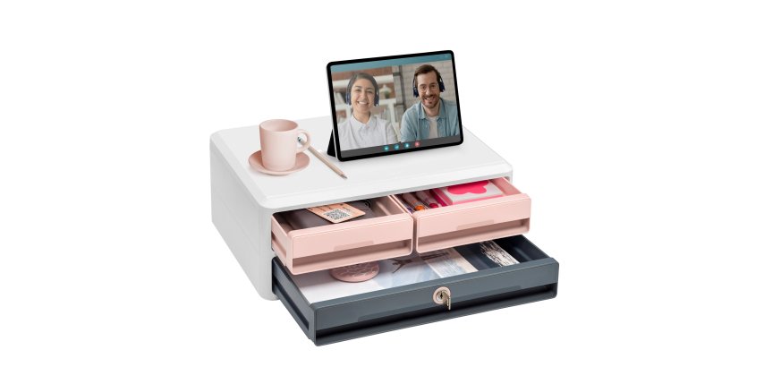 Cassettiera Moov'up 9-021S Mineral con serratura - 2 cassetti piccoli + 1 grande - 37 x 27,45 x 14,6 cm - multicolore - Cep