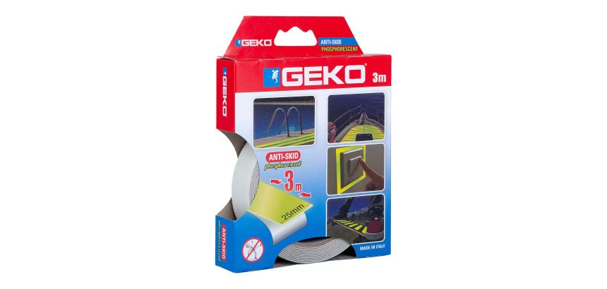 Nastro adesivo antiscivolo fosforescente ANTISLIP - 2,5 cm x 3 m - giallo - Geko