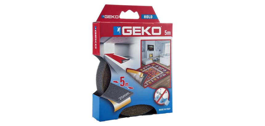 Nastro adesivo antiscivolo HOLD - per tappeti e moquette - 2,5 cm x 5 m - antracite - Geko