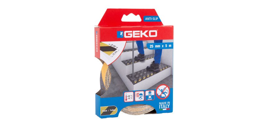 Nastro adesivo antiscivolo ANTISLIP - 2,5 cm x 5 m - giallo/nero - Geko