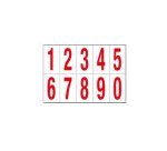 Numeri adesivi da 0 a 9 - in PVC - 70 x 124 mm - 10 et/fg - 1 foglio - rosso/bianco