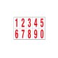 Numeri adesivi da 0 a 9 - in PVC - 70 x 124 mm - 10 et/fg - 1 foglio - rosso/bianco