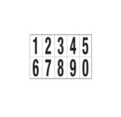 Numeri adesivi da 0 a 9 - in PVC - 70 x 124 mm - 10 et/fg - 1 foglio - nero/bianco
