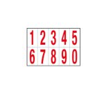 Numeri adesivi da 0 a 9 - in PVC - 56 x 99 mm - 10 et/fg - 1 foglio - rosso/bianco