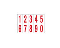 Numeri adesivi da 0 a 9 - in PVC - 56 x 99 mm - 10 et/fg - 1 foglio - rosso/bianco