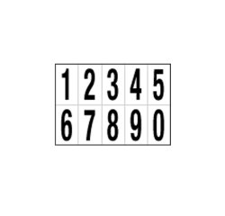 Numeri adesivi da 0 a 9 - in PVC - 56 x 99 mm - 10 et/fg - 1 foglio - nero/bianco