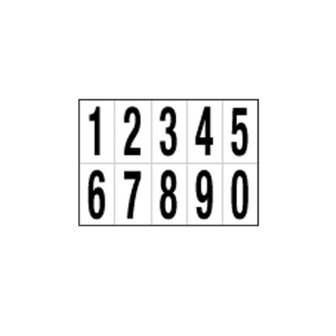 Numeri adesivi da 0 a 9 - in PVC - 56 x 99 mm - 10 et/fg - 1 foglio - nero/bianco