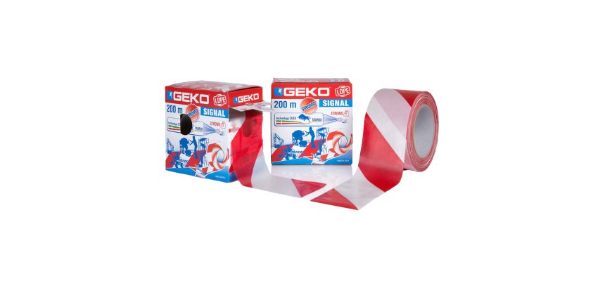 Nastro segnaletico SIGNAL - 70 mm x 200 m - bianco/rosso - Geko