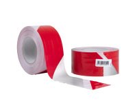 Nastro segnaletico SIGNAL - 70 mm x 100 m - bianco/rosso riflettente - Geko