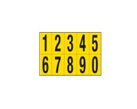 Numeri adesivi da 0 a 9 - in PVC - 70 x 124 mm - 10 et/fg - 1 foglio - nero/giallo