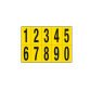 Numeri adesivi da 0 a 9 - in PVC - 70 x 124 mm - 10 et/fg - 1 foglio - nero/giallo