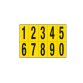 Numeri adesivi da 0 a 9 - in PVC - 70 x 124 mm - 10 et/fg - 1 foglio - nero/giallo