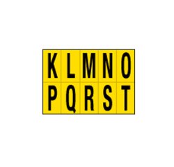 Lettere adesive da K a T - in PVC - 56 x 99 mm - 10 et/fg - 1 foglio - nero/giallo