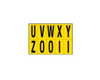 Lettere adesive da U a Z - in PVC - 56 x 99 mm - 10 et/fg - 1 foglio - nero/giallo