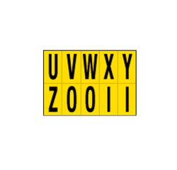 Lettere adesive da U a Z - in PVC - 56 x 99 mm - 10 et/fg - 1 foglio - nero/giallo