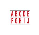 Lettere adesive da A a J - in PVC - 56 x 99 mm - 10 et/fg - 1 foglio - rosso/bianco