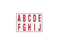 Lettere adesive da A a J - in PVC - 56 x 99 mm - 10 et/fg - 1 foglio - rosso/bianco