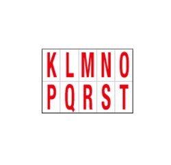 Lettere adesive da K a T - in PVC - 56 x 99 mm - 10 et/fg - 1 foglio - rosso/bianco