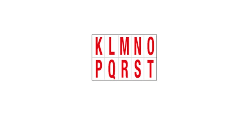 Lettere adesive da K a T - in PVC - 56 x 99 mm - 10 et/fg - 1 foglio - rosso/bianco