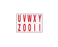 Lettere adesive da U a Z - in PVC - 56 x 99 mm - 10 et/fg - 1 foglio - rosso/bianco