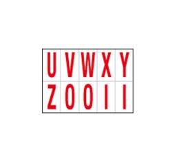 Lettere adesive da U a Z - in PVC - 56 x 99 mm - 10 et/fg - 1 foglio - rosso/bianco