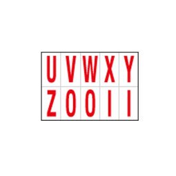 Lettere adesive da U a Z - in PVC - 56 x 99 mm - 10 et/fg - 1 foglio - rosso/bianco