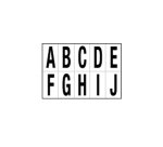 Lettere adesive da A a J - in PVC - 56 x 99 mm - 10 et/fg - 1 foglio - nero/bianco