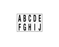 Lettere adesive da A a J - in PVC - 56 x 99 mm - 10 et/fg - 1 foglio - nero/bianco