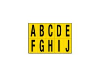 Lettere adesive da A a J - in PVC - 56 x 99 mm - 10 et/fg - 1 foglio - nero/giallo