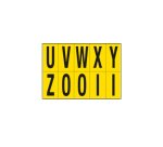 Lettere adesive da U a Z - in PVC - 70 x 124 mm - 10 et/fg - 1 foglio - nero/giallo
