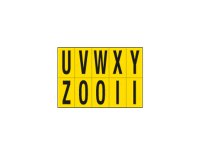 Lettere adesive da U a Z - in PVC - 70 x 124 mm - 10 et/fg - 1 foglio - nero/giallo