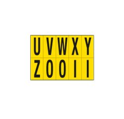 Lettere adesive da U a Z - in PVC - 70 x 124 mm - 10 et/fg - 1 foglio - nero/giallo
