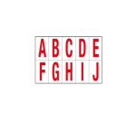 Lettere adesive da A a J - in PVC - 70 x 124 mm - 10 et/fg - 1 foglio - rosso/bianco