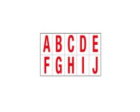 Lettere adesive da A a J - in PVC - 70 x 124 mm - 10 et/fg - 1 foglio - rosso/bianco