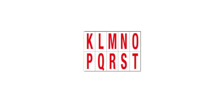 Lettere adesive da K a T - in PVC - 70 x 124 mm - 10 et/fg - 1 foglio - rosso/bianco