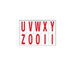 Lettere adesive da U a Z - in PVC - 70 x 124 mm - 10 et/fg - 1 foglio - rosso/bianco
