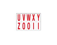 Lettere adesive da U a Z - in PVC - 70 x 124 mm - 10 et/fg - 1 foglio - rosso/bianco