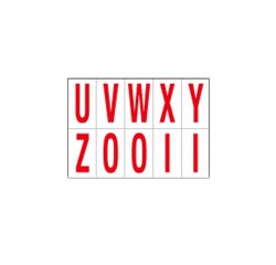Lettere adesive da U a Z - in PVC - 70 x 124 mm - 10 et/fg - 1 foglio - rosso/bianco