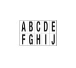Lettere adesive da A a J - in PVC - 70 x 124 mm - 10 et/fg - 1 foglio - nero/bianco