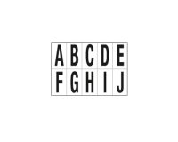 Lettere adesive da A a J - in PVC - 70 x 124 mm - 10 et/fg - 1 foglio - nero/bianco